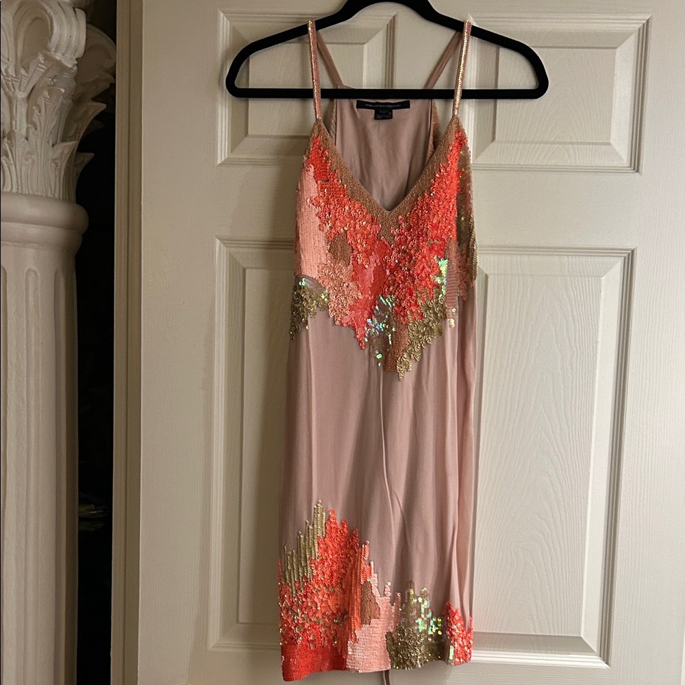French Connection Textured Salmon Coloured Dress